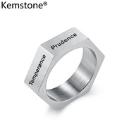 Kemstone Seven Deadly Sins and Seven Virtues Mens Stainless Steel Ring Gold Plated Rings Jewelry