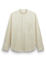 AIIZ เสื้อเชิ้ตผู้ชายแขนยาวคอจีนผ้าป๊อปลิน