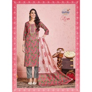 Kurtis with Pants and Duppata comes in 6 colours and Design. (Ready stock) Size M, L, XL, 2XL,3XL an