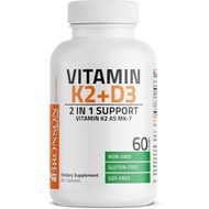 Bronson Vitamin K2 D3 (MK7) Supplement 60 Capsules Non-GMO Formula Vitamin D3 5000IU (125 mcg) & 90 