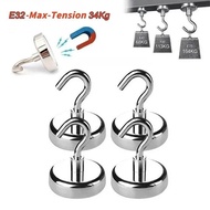 4 Pcs Strong Neodymium Magnetic Hook Hold Up To 34kg 5Pounds Diameter 20mm Magnets Quick Hook For Ho