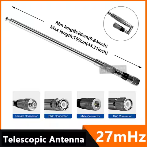 27mhz Telescopic Antenna TNC BNC Connectors High Gain Compatible with Quansheng Kenwood ICOM Motorol