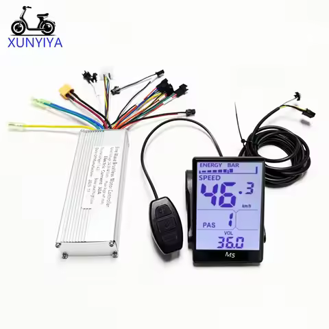 E-Bike 24v 36v 48v Sine wave Brushless 3mode Controller 30A 750W-1000W with M5 LCD Display Screen UA