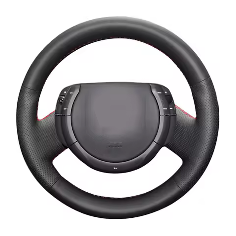 AOSRRUN Hand-stitched Black Leather Car Steering Wheel Cover for Citroen Triumph Old C4 C-quatre Car