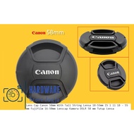 Canon 58mm Lens Cap With String Lens String 18-55mm IS ll 18-55 mm Fujifilm 16-50mm Lenscap DSLR Cam