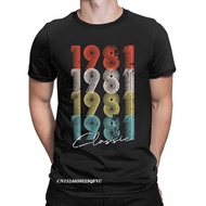 40th Birthday Gift 1981 Retro Look Men's Tshirt Vintage Tee Shirt Harajuku Manga T-Shirts Pure Cotto