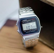 卡西歐 CASIO Made in Japan日本製造 日本製手錶 不鏽鋼錶帶 A159 A159WA A159WA-N1七年電池壽命 復古風 方形復古跳字錶 黑銀色 有現貨