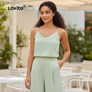 Lovito Women's Casual Plain Pleated Tops or Bottoms for Summer/Spring L131ED462