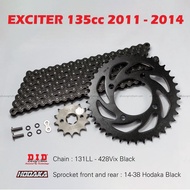 Hodaka Exciter 135 2011 2014 chain sprocket - DID rubber seal chain