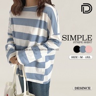 🇲🇾 DESINCE Women Simple Stripe Shirt Baju Simple Wanita Lengan Panjang WT 056