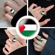 Free GAZA Palestinian Flag Open Ring Palestine Four Colors Flag Adjustable Ring