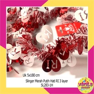 MERAH (1Pcs) Red and White 3 Layer Slinger, dirgahayu slinger, tassel slinger, August decoration, fl