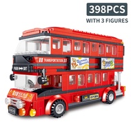 Car series British style BRT double-decker bus toy 398pcs building blocks assembled toys