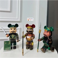 The Three Kingdoms Be@rbrick  Liu Bei Guan Yu Green Dragon Crescent Blade 28 cm 400% Gear Sound ABS Bearbrick Action Figure Collections