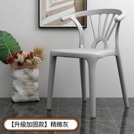 Others - 塑膠靠背椅 餐椅加厚 椅子 化妝凳（精緻灰）