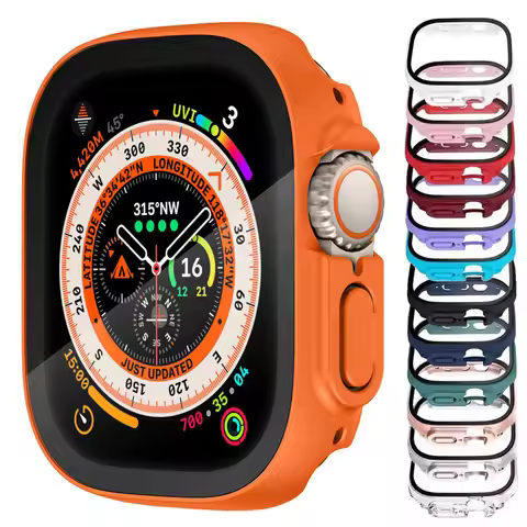 Glass+Case For Apple Watch Ultra2 49mm strap smartwatch PC Bumper+Screen Protector Tempered Cover iw