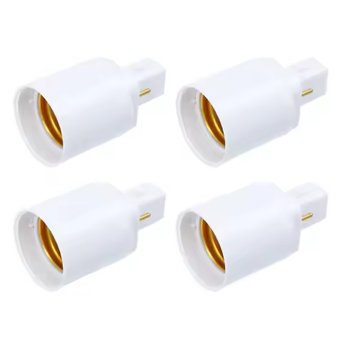 4 Pcs G24D To E27 Lamp Socket Adapter Conversion Bulb Holder Metal Base Sturdy Shell Durable Lightwe