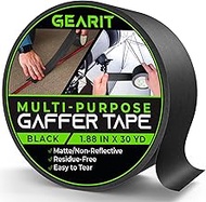 GearIT Gaffer Tape (1-Pack, 1.88in, 30yd Each) Black Gaffers Tape, Heavy-Duty Waterproof, Easy to Te