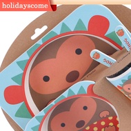 Children's Cutlery Set 5 Piece Set Bamboo Fiber Cartoon Bowl Animal Cutlery Set