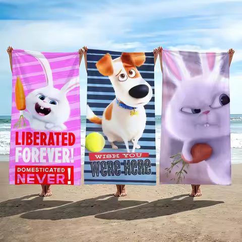 Cartoon THE S-SECRET LIFE OF P-PETS Towel Beach Shower Bath Travel Lightweight Skin Friendly for Poo