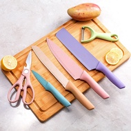 Pisau Dapur Set isi 6 pcs Kitchen Knife Set Multicolor Anti Lengket