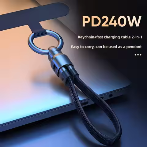 PD240W Keychain Short USB4.0 Data Cable Portable Keychain Kit 40Gbps USB C to Type C Charging Cable 