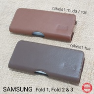 Sarung hp samsung galaxy fold dan z fold 2 z fold 3 kulit asli coklat