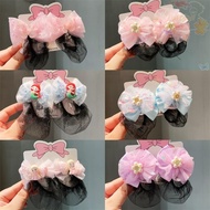 BLISS 2PCS Girls Elastic Hair Net, Spring Clip Mermaid Ballet Hair Net, Sweet Fashion Headdress Brea