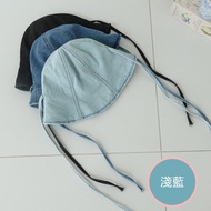 韓國配件連線 - 綁帶丹寧漁夫帽-淺藍 (FREE)