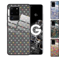 Samsung Galaxy S20 Ultra S10 Plus S9 Note 20 Ultra 9 10 Plus Heart Plaid Tempered Glass Cover Anti-Scratch Phone Case