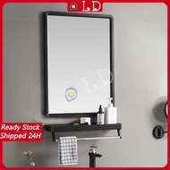 Bathroom Frame Mirror Toilet Mirror Wall Hanging Mirror Cermin Toilet Cermin Bilik Air Vanity Mirror Glass with Shelf