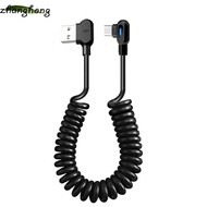 ZHANGHONG 6A Spring Data Cable, Spring Black USB C To Type C Fast Charging Cable,  Elbow Telescoping