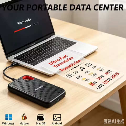 512TB 1TB 2TB 4TB Slim Portable SSD Durable Shell High Efficiency Media & Document Storage Device