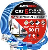CAT 6 Ethernet Cable 50 FT, Indoor High-Speed 10Gbps Snagless Long CAT6 50 FT Ethernet Cable for Int
