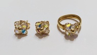 10k gold jewelry set with precious stones