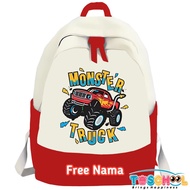 JAM MONSTER MONSTER TRUCK CHARACTER CHILDREN'S BACKPACK MONSTER TRUCK CLOCK FREE NAME