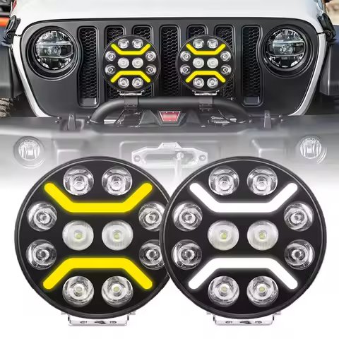 1x/2x 9" 120W Round Driving Truck Led Work Lights 12V 24V Led Offroad Headlights Headlamp for Jeep S