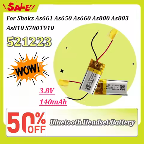 New 521223 3.8V 140mAh Bluetooth Headset Battery for Shokz As661 As650 As660 As800 As803 As810 S700T