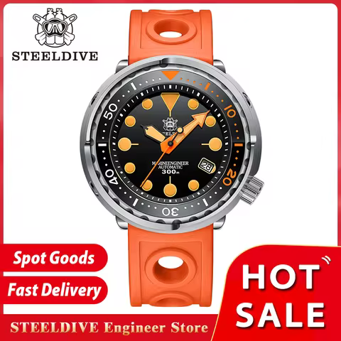 STEELDIVE SD1975V Tuna Dive Wristwatch Ceramic Bezel 30Bar Waterproof Super Luminous NH35 Fashion Or