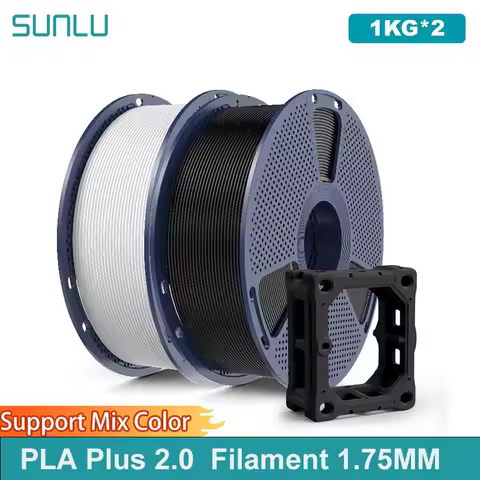 SUNLU 2KG PLA+2.0 3D Printer Filament Tougher and Stronger PLA Plus Filament 1000G/Roll 1.75mm 3D Fi