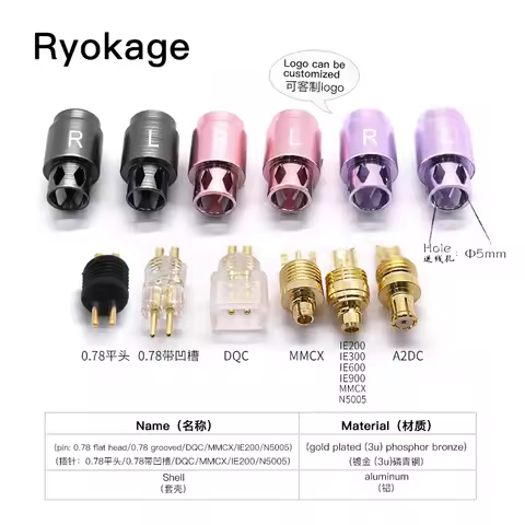 HAKUGEI Ryokage DIY Custom Pin 0.78 Mmcx Qdc Flat 0.78 Ie200 Ie600 Ie900 A2DC N5005