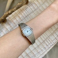 longines浪琴 手動上鏈機械錶 布紋銀色 橢圓方錶殼 古董錶