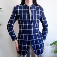 MANI By GIORGIO ARMANI 羊毛格紋西裝外套 藏藍色 42碼 義大