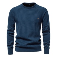2024 Cotton Men's Sweater Men's Sweater Pullover Solid Color Raglan Sleeve Sweater bgt117.10.19