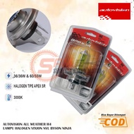 Autovision All Weather H4 3000k 36w 60w Halogen Bulb for Car Motorcycles, Solid Yellow 12V