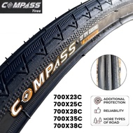 COMPASS Road Bike Tire 700*23/25/28/35/38c 700c Non-slip Ultralight City Highway Gulong Ng Bike Bicy