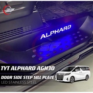 Toyota Alphard AGH30 Smoke Black LED Door Side Step Sill Plate Stainless Steel