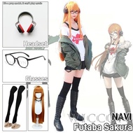 NAVI Futaba Sakura Cosplay Persona 5 Cosplay Costume Uniforms Outfit Wig Jacket T-shirt Shorts Glass