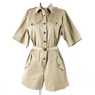 PRADA P293HT 2023 棉麻連身褲，三角logo腰帶，短袖，米色，36碼，正品，女款，成色極佳。