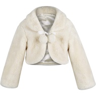 Girls Princess Faux Fur Flower Bolero Shrug Party Wedding Dress Up
